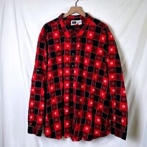 C.S.T. Sport Women Shirt Red Black Size 5X Plaid Button Down Cotton Gorpcore
